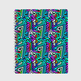 Тетрадь с принтом ГРАФФИТИ в Тюмени, 100% бумага | 48 листов, плотность листов — 60 г/м2, плотность картонной обложки — 250 г/м2. Листы скреплены сбоку удобной пружинной спиралью. Уголки страниц и обложки скругленные. Цвет линий — светло-серый
 | doodling | pattern | textures | tiles | zentangle | абстракция | градиент | граффити | дудлинг | зентангл | красивые граффити | красивые картинки | паттерны | прикольные граффити | прикольные картинки | тайлы