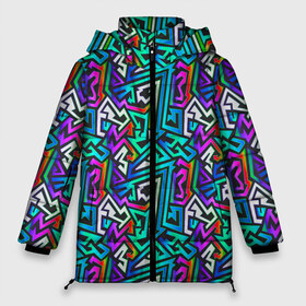 Женская зимняя куртка 3D с принтом ГРАФФИТИ в Тюмени, верх — 100% полиэстер; подкладка — 100% полиэстер; утеплитель — 100% полиэстер | длина ниже бедра, силуэт Оверсайз. Есть воротник-стойка, отстегивающийся капюшон и ветрозащитная планка. 

Боковые карманы с листочкой на кнопках и внутренний карман на молнии | Тематика изображения на принте: doodling | pattern | textures | tiles | zentangle | абстракция | градиент | граффити | дудлинг | зентангл | красивые граффити | красивые картинки | паттерны | прикольные граффити | прикольные картинки | тайлы