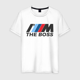 Мужская футболка хлопок с принтом BMW THE BOSS в Тюмени, 100% хлопок | прямой крой, круглый вырез горловины, длина до линии бедер, слегка спущенное плечо. | bmw | bmw performance | m | motorsport | performance | бмв | бэха | моторспорт
