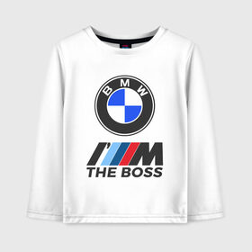 Детский лонгслив хлопок с принтом BMW BOSS в Тюмени, 100% хлопок | круглый вырез горловины, полуприлегающий силуэт, длина до линии бедер | bmw | bmw performance | m | motorsport | performance | бмв | бэха | моторспорт