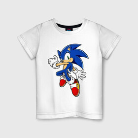 Детская футболка хлопок с принтом Sonic в Тюмени, 100% хлопок | круглый вырез горловины, полуприлегающий силуэт, длина до линии бедер | Тематика изображения на принте: доктор эггман | ёж соник | соник | соник в кино