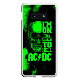 Чехол для Samsung S10E с принтом Im on the highway to hell AC DC в Тюмени, Силикон | Область печати: задняя сторона чехла, без боковых панелей | ac dc | acdc | acdc ас дс | angus | back in black | highway to hell | mckinn | австралийская | ангус янг | ас дс | асдс | блюз | в форме | гитара | группа | дым | крис слэйд | метал | молния | музыка | певец | рок | рок н ролл | стиви янг