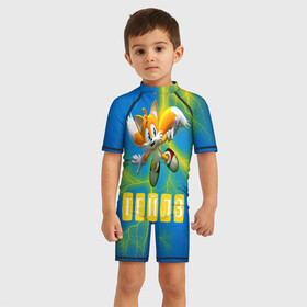 Детский купальный костюм 3D с принтом Sonic - Майлз Тейлз в Тюмени, Полиэстер 85%, Спандекс 15% | застежка на молнии на спине | ежик | майлз | персонаж | соник | тейлз