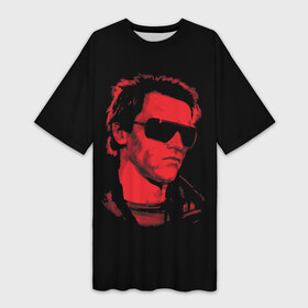 Платье-футболка 3D с принтом The Terminator 1984 в Тюмени,  |  | 1984 | 84 | skynet | terminator | арни | арнольд | арт | железный | киборг | красный | первый | скайнет | теминатор один | терминатор | терминатор 1 | шварценеггер | шварцнеггер