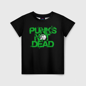 Детская футболка 3D с принтом Punks Not Dead в Тюмени, 100% гипоаллергенный полиэфир | прямой крой, круглый вырез горловины, длина до линии бедер, чуть спущенное плечо, ткань немного тянется | art | punk | punks not dead | rock | sons of anarchy | анархия | арт | группа | егор летов | логотип | музыка | надпись | панк | панк рок | прикольная | рок | свобода | хаос
