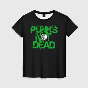 Женская футболка 3D с принтом Punks Not Dead в Тюмени, 100% полиэфир ( синтетическое хлопкоподобное полотно) | прямой крой, круглый вырез горловины, длина до линии бедер | art | punk | punks not dead | rock | sons of anarchy | анархия | арт | группа | егор летов | логотип | музыка | надпись | панк | панк рок | прикольная | рок | свобода | хаос