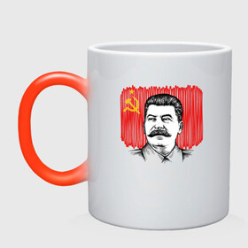 Кружка хамелеон с принтом Сталин и флаг СССР в Тюмени, керамика | меняет цвет при нагревании, емкость 330 мл | Тематика изображения на принте: джугашвили | иосиф | капитал | капитализм | коба | коммунизм | коммунист | маркс | победа | ретро | родина | серп и молот | советский союз | социализм | социалист | ссср | сталин | страна | флаг