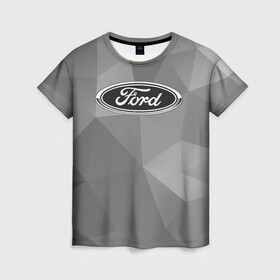 Женская футболка 3D с принтом Ford ч/б в Тюмени, 100% полиэфир ( синтетическое хлопкоподобное полотно) | прямой крой, круглый вырез горловины, длина до линии бедер | explorer | fiesta | focus | ford | gt40 | kuga | mondeo | mustang | авто | автомобиль | ам | куга | машина | мондео | мустанг | фиеста | фокус | форд