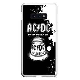 Чехол для Samsung S10E с принтом AC DC Back in Black в Тюмени, Силикон | Область печати: задняя сторона чехла, без боковых панелей | ac dc | acdc | acdc ас дс | angus | back in black | highway to hell | mckinnon | young | австралийская | ангус янг | ас дс | асдс | блюз | в форме | гитара | группа | крис слэйд | метал | молния | музыка | п | певец | рок | рок н ролл