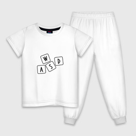 Детская пижама хлопок с принтом WASD в Тюмени, 100% хлопок |  брюки и футболка прямого кроя, без карманов, на брюках мягкая резинка на поясе и по низу штанин
 | Тематика изображения на принте: 