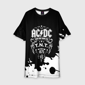 Детское платье 3D с принтом AC/DC T.N.T. в Тюмени, 100% полиэстер | прямой силуэт, чуть расширенный к низу. Круглая горловина, на рукавах — воланы | ac dc | acdc | acdc ас дс | angus | back in black | highway to hell | mckinnon | young | австралийская | ангус янг | ас дс | асдс | блюз | в форме | гитара | группа | крис слэйд | метал | молния | музыка | п | певец | рок | рок н ролл