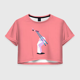 Женская футболка Crop-top 3D с принтом Не киряй в Тюмени, 100% полиэстер | круглая горловина, длина футболки до линии талии, рукава с отворотами | Тематика изображения на принте: mukka | кисть | мукка | не киряй | не кури | палочки | рука | суши | три дня дождя