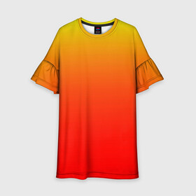 Детское платье 3D с принтом Оранж в Тюмени, 100% полиэстер | прямой силуэт, чуть расширенный к низу. Круглая горловина, на рукавах — воланы | orange | желто красный | кислотный | красно желтый | оранж | переход | текстуры | яркий