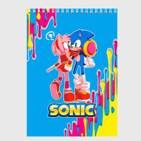 Скетчбук с принтом Sonic в Тюмени, 100% бумага
 | 48 листов, плотность листов — 100 г/м2, плотность картонной обложки — 250 г/м2. Листы скреплены сверху удобной пружинной спиралью | game | sega | sonic the hedgehog | sonik | игра | комиксы | мультфильм | соник