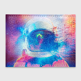 Обложка для студенческого билета с принтом Космонавт   космос в Тюмени, натуральная кожа | Размер: 11*8 см; Печать на всей внешней стороне | Тематика изображения на принте: gagarin | shuttle | space | аппалон | апрель | гагарин | космонавт | космонавтика | космос | мальчик