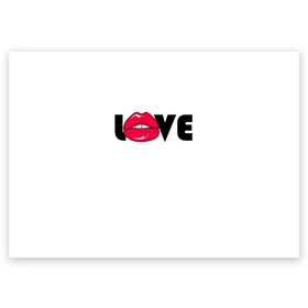 Поздравительная открытка с принтом love (W) в Тюмени, 100% бумага | плотность бумаги 280 г/м2, матовая, на обратной стороне линовка и место для марки
 | kiss | love | me | буквы | горошек | губы | девушке | женщине | лов | любим | люблю | любовь | меня | мне | мужчине | надпись | парню | подарок | поцелуй | рот | тебя | уже