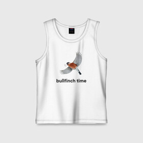 Детская майка хлопок с принтом Bullfinch time в Тюмени,  |  | bird | bullfinch | wings | летать | полет | птица | снегирь