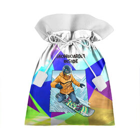 Подарочный 3D мешок с принтом Сноуборд в Тюмени, 100% полиэстер | Размер: 29*39 см | Тематика изображения на принте: snowboard | активный отдых | бородач | горы | доска | снег | сноуборд | сноубордист