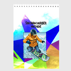 Скетчбук с принтом Сноуборд в Тюмени, 100% бумага
 | 48 листов, плотность листов — 100 г/м2, плотность картонной обложки — 250 г/м2. Листы скреплены сверху удобной пружинной спиралью | snowboard | активный отдых | бородач | горы | доска | снег | сноуборд | сноубордист