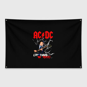 Флаг-баннер с принтом AC DC let there be rock! в Тюмени, 100% полиэстер | размер 67 х 109 см, плотность ткани — 95 г/м2; по краям флага есть четыре люверса для крепления | ac dc | acdc | acdc ас дс | angus | back in black | highway to hell | mckinnon | young | австралийская | ангус янг | ас дс | асдс | блюз | в форме | гитара | группа | крис слэйд | метал | молния | музыка | п | певец | рок | рок н ролл