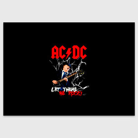 Поздравительная открытка с принтом AC/DC let there be rock! в Тюмени, 100% бумага | плотность бумаги 280 г/м2, матовая, на обратной стороне линовка и место для марки
 | ac dc | acdc | acdc ас дс | angus | back in black | highway to hell | mckinnon | young | австралийская | ангус янг | ас дс | асдс | блюз | в форме | гитара | группа | крис слэйд | метал | молния | музыка | п | певец | рок | рок н ролл