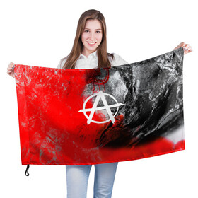 Флаг 3D с принтом АНАРХИЯ в Тюмени, 100% полиэстер | плотность ткани — 95 г/м2, размер — 67 х 109 см. Принт наносится с одной стороны | anarchy | анархия | анархо коммунизм | граффити | символ | стена | череп