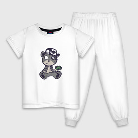 Детская пижама хлопок с принтом Крутой медведь Snoopi в Тюмени, 100% хлопок |  брюки и футболка прямого кроя, без карманов, на брюках мягкая резинка на поясе и по низу штанин
 | 