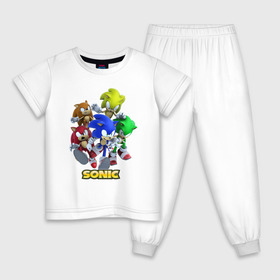 Детская пижама хлопок с принтом sonik в Тюмени, 100% хлопок |  брюки и футболка прямого кроя, без карманов, на брюках мягкая резинка на поясе и по низу штанин
 | game | sega | sonic the hedgehog | sonik | игра | комиксы | мультфильм | соник