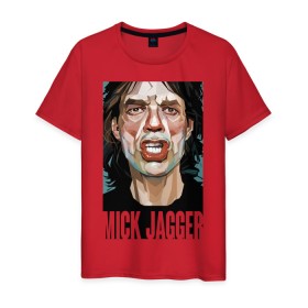 Мужская футболка хлопок с принтом MICK JAGGER в Тюмени, 100% хлопок | прямой крой, круглый вырез горловины, длина до линии бедер, слегка спущенное плечо. | mick jagger | music | rock | rolling stones | музыка | рок