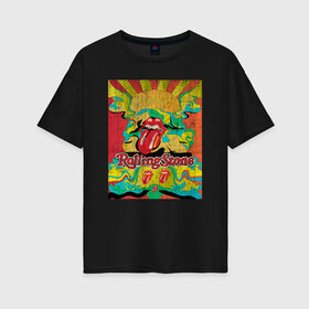 Женская футболка хлопок Oversize с принтом Rolling Stones в Тюмени, 100% хлопок | свободный крой, круглый ворот, спущенный рукав, длина до линии бедер
 | mick jagger | music | rock | rolling stones | музыка | рок