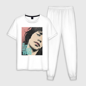 Мужская пижама хлопок с принтом Mick Jagger в Тюмени, 100% хлопок | брюки и футболка прямого кроя, без карманов, на брюках мягкая резинка на поясе и по низу штанин
 | mick jagger | music | rock | rolling stones | музыка | рок