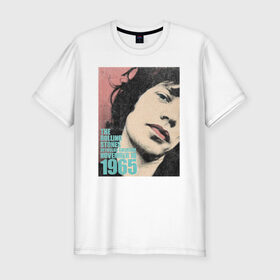 Мужская футболка хлопок Slim с принтом Mick Jagger в Тюмени, 92% хлопок, 8% лайкра | приталенный силуэт, круглый вырез ворота, длина до линии бедра, короткий рукав | mick jagger | music | rock | rolling stones | музыка | рок