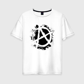 Женская футболка хлопок Oversize с принтом АНАРХИЯ в Тюмени, 100% хлопок | свободный крой, круглый ворот, спущенный рукав, длина до линии бедер
 | anarchy | blood | paints | riot | rock | анархия | брызги | бунт | знаки | кровь | музыка | панки | рок | символ