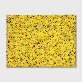 Альбом для рисования с принтом Пикачу в Тюмени, 100% бумага
 | матовая бумага, плотность 200 мг. | pikachu | pokemon | аниме | желтый | мультфильм | паттерн | пика | пикачу | покемон