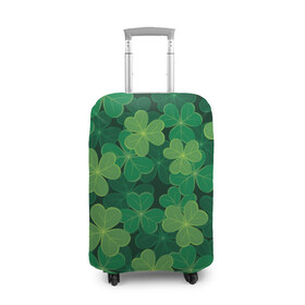 Чехол для чемодана 3D с принтом Ирландский клевер в Тюмени, 86% полиэфир, 14% спандекс | двустороннее нанесение принта, прорези для ручек и колес | clover | day | ireland.lucky | irish | patrick | patricks | shamrock | день | зеленая | зеленый | ирландский | клевер | купить | патрик | патрика | святого | святой