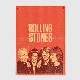 Постер с принтом The Rolling Stones в Тюмени, 100% бумага
 | бумага, плотность 150 мг. Матовая, но за счет высокого коэффициента гладкости имеет небольшой блеск и дает на свету блики, но в отличии от глянцевой бумаги не покрыта лаком | mick jagger | music | rock | rolling stones | музыка | рок