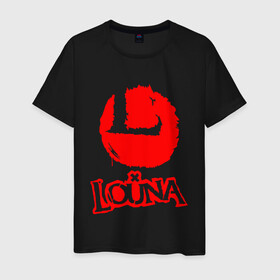 Мужская футболка хлопок с принтом Louna в Тюмени, 100% хлопок | прямой крой, круглый вырез горловины, длина до линии бедер, слегка спущенное плечо. | louna | tracktor bowling | альтернативный метал | альтернативный рок | гранж | лу | луна | ню метал | панк рок | хард рок