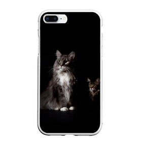 Чехол для iPhone 7Plus/8 Plus матовый с принтом Котики в Тюмени, Силикон | Область печати: задняя сторона чехла, без боковых панелей | Тематика изображения на принте: animal | animals | beast | black | cat | kitten | животное | животные | зверек | зверь | кот | котейка | котенок | котики | котэ | кошка | кошки | мейн кун | черная