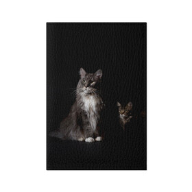 Обложка для паспорта матовая кожа с принтом Котики в Тюмени, натуральная матовая кожа | размер 19,3 х 13,7 см; прозрачные пластиковые крепления | Тематика изображения на принте: animal | animals | beast | black | cat | kitten | животное | животные | зверек | зверь | кот | котейка | котенок | котики | котэ | кошка | кошки | мейн кун | черная