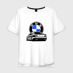 Мужская футболка хлопок Oversize с принтом BMW (JDM) в Тюмени, 100% хлопок | свободный крой, круглый ворот, “спинка” длиннее передней части | bmw | bmw performance | m | motorsport | performance | бмв | бэха | моторспорт