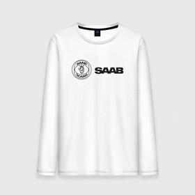 Мужской лонгслив хлопок с принтом Saab Black Logo в Тюмени, 100% хлопок |  | auto | saab | scania | авто | автомобиль | ам | машина | сааб