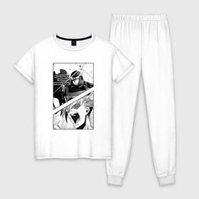 Женская пижама хлопок с принтом Gurren lagann в Тюмени, 100% хлопок | брюки и футболка прямого кроя, без карманов, на брюках мягкая резинка на поясе и по низу штанин | anime | gurren lagann | manga. | аниме | гуррен лаганн | манга