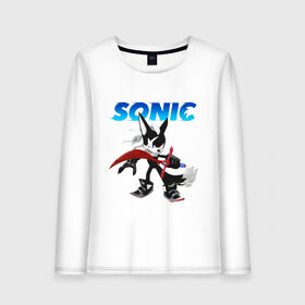 Женский лонгслив хлопок с принтом SONIC в Тюмени, 100% хлопок |  | animal | games | hedgehog | sega | sonic | speed | speed sonic | быстрый ёж | ёж | ёжик | игры | персонаж | сега | синий ёж | скорость | соник