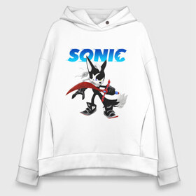 Женское худи Oversize хлопок с принтом SONIC в Тюмени, френч-терри — 70% хлопок, 30% полиэстер. Мягкий теплый начес внутри —100% хлопок | боковые карманы, эластичные манжеты и нижняя кромка, капюшон на магнитной кнопке | animal | games | hedgehog | sega | sonic | speed | speed sonic | быстрый ёж | ёж | ёжик | игры | персонаж | сега | синий ёж | скорость | соник