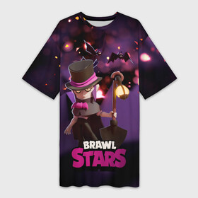 Платье-футболка 3D с принтом Brawl stars Mortis Мортис в Тюмени,  |  | brawl | brawl stars | brawlstars | brawl_stars | jessie | mortis | бравл | бравлстарс | мортис
