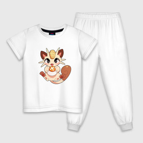 Детская пижама хлопок с принтом Мяут в Тюмени, 100% хлопок |  брюки и футболка прямого кроя, без карманов, на брюках мягкая резинка на поясе и по низу штанин
 | аниме | мяут | покемон