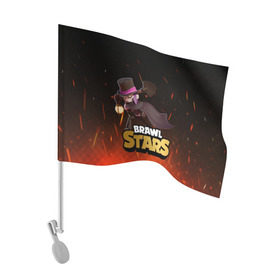Флаг для автомобиля с принтом Brawl stars Mortis Мортис в Тюмени, 100% полиэстер | Размер: 30*21 см | brawl | brawl stars | brawlstars | brawl_stars | jessie | mortis | бравл | бравлстарс | мортис