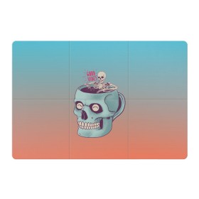 Магнитный плакат 3Х2 с принтом Good Viber в Тюмени, Полимерный материал с магнитным слоем | 6 деталей размером 9*9 см | good vibes | horror | кофе | кружка | напиток | психоделика | пятница 13 | скелет | ужасы | хэллоуин | череп