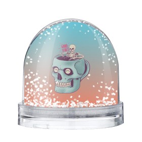 Снежный шар с принтом Good Viber в Тюмени, Пластик | Изображение внутри шара печатается на глянцевой фотобумаге с двух сторон | good vibes | horror | кофе | кружка | напиток | психоделика | пятница 13 | скелет | ужасы | хэллоуин | череп