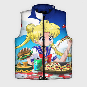 Мужской жилет утепленный 3D с принтом Пицца Мун в Тюмени,  |  | anime | food | japan | manga | pizza | sailor moon | аниме | девочка | девушка | еда | лунная призма | манга | пицца | сейлор мун | сэйлор мун | япония